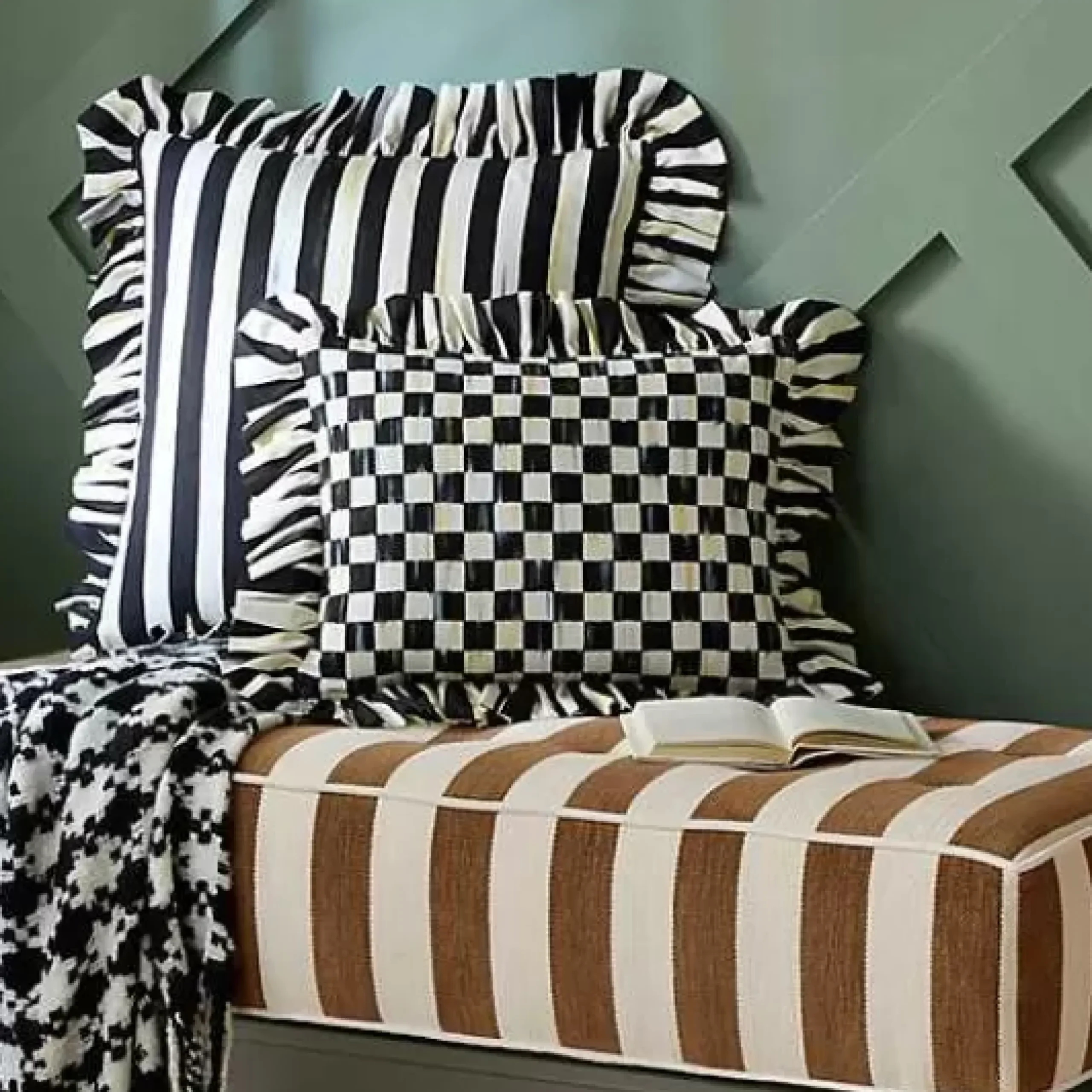 MacKenzie-Childs Courtly Check Ruffle Lumbar Pillow< Pillows, Throws, & Cushions