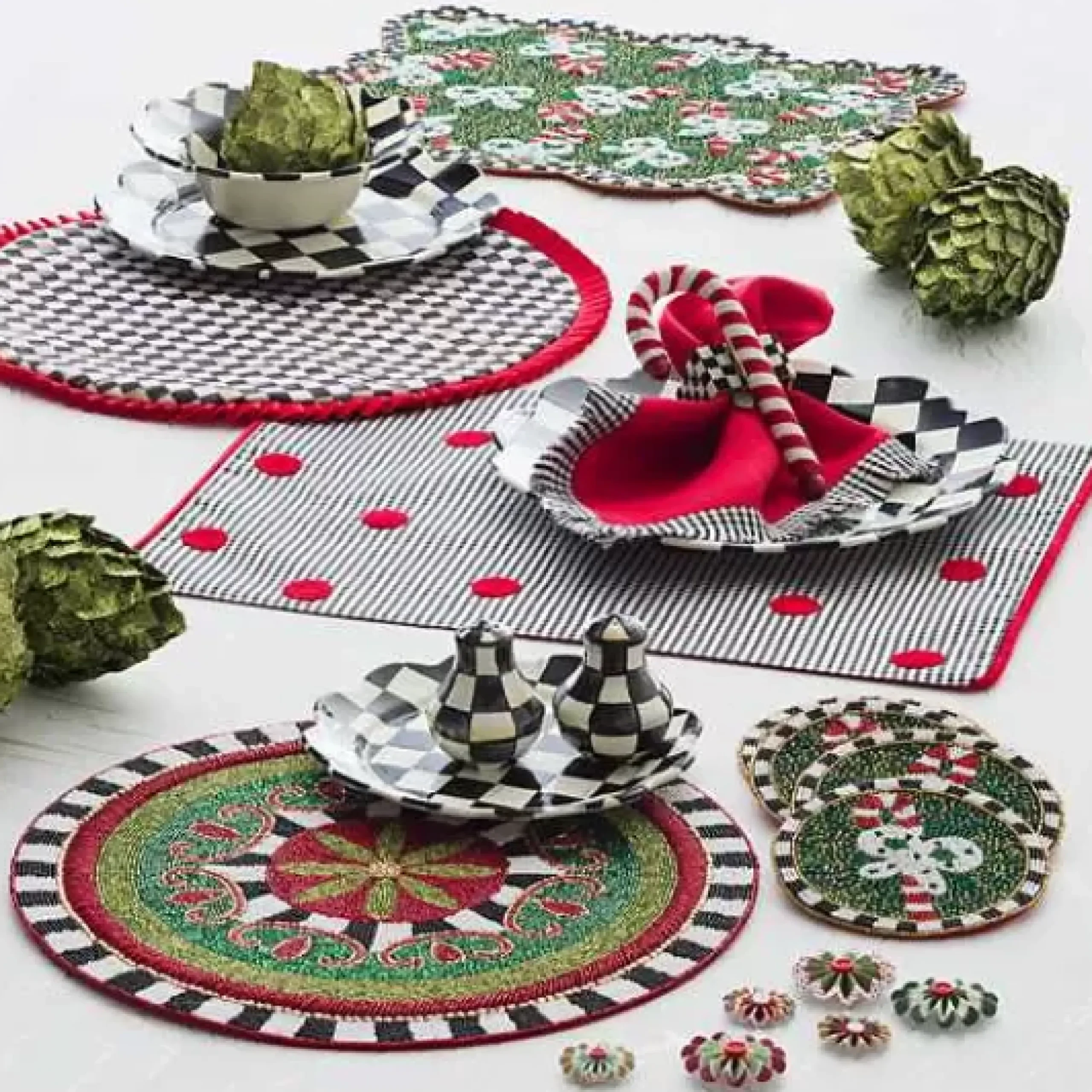 MacKenzie-Childs Courtly Check Salt Pepper Shakers< Fall Entertaining|Table Accessories