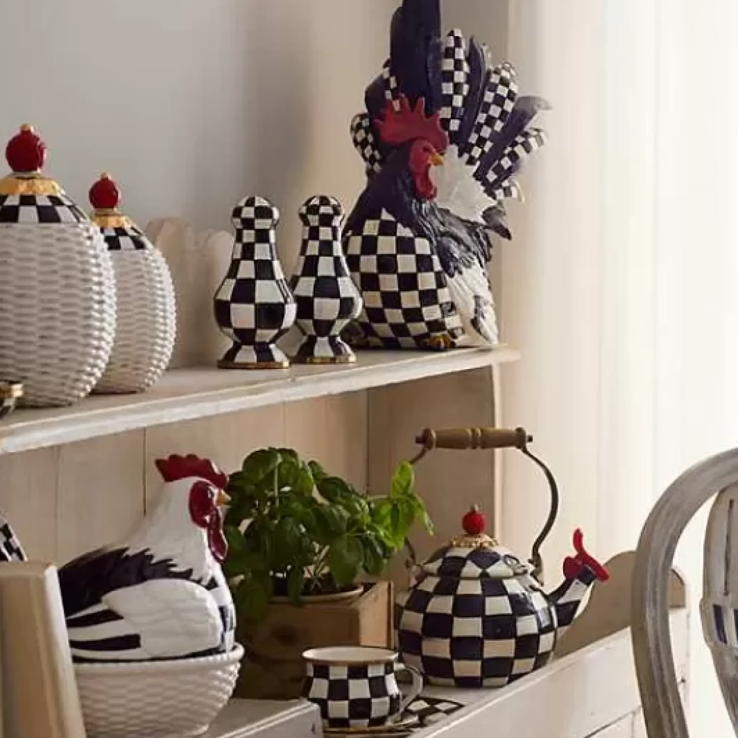 MacKenzie-Childs Courtly Check Salt Pepper Shakers< Fall Entertaining|Table Accessories