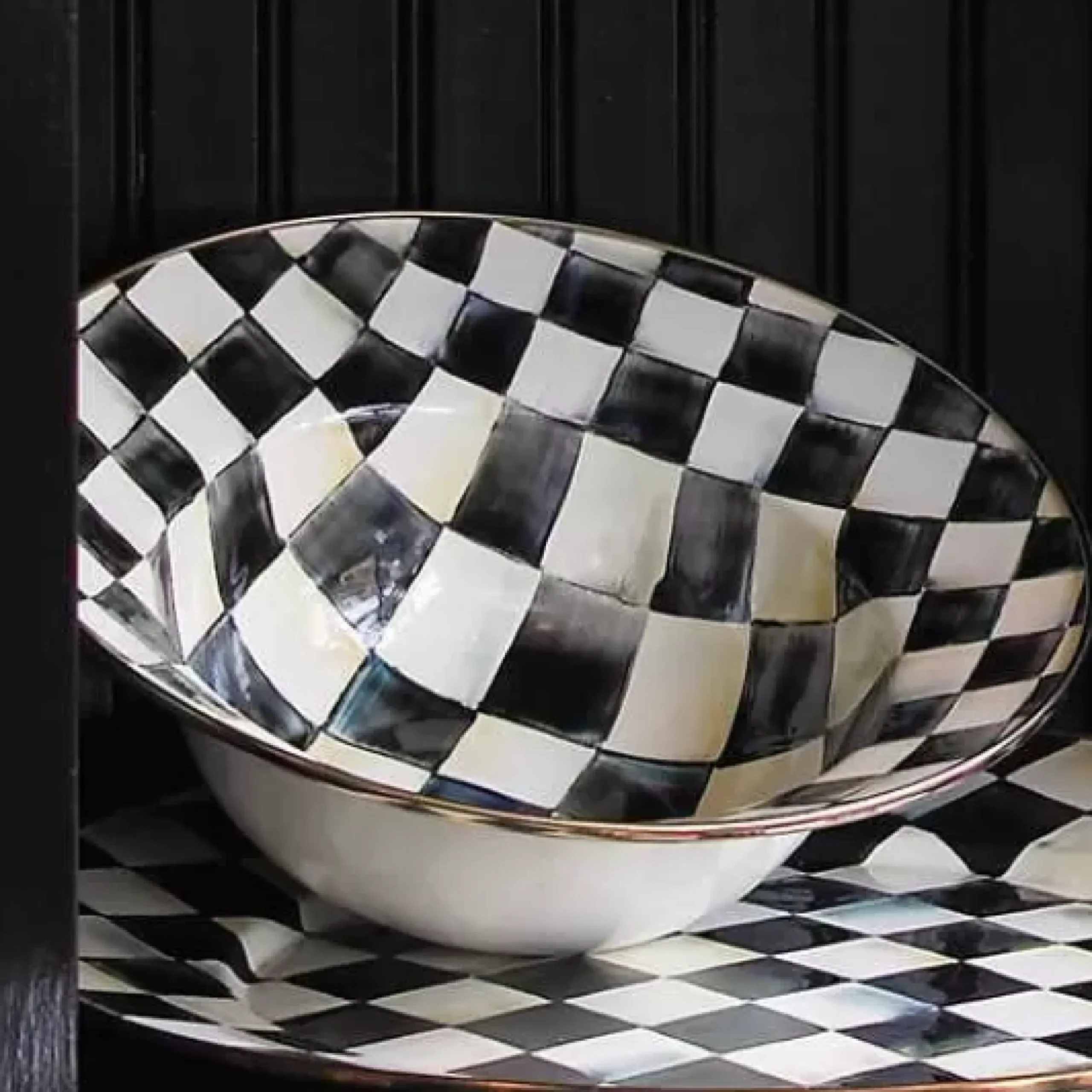 MacKenzie-Childs Courtly Check Serving Bowl< Fall Entertaining|Serveware
