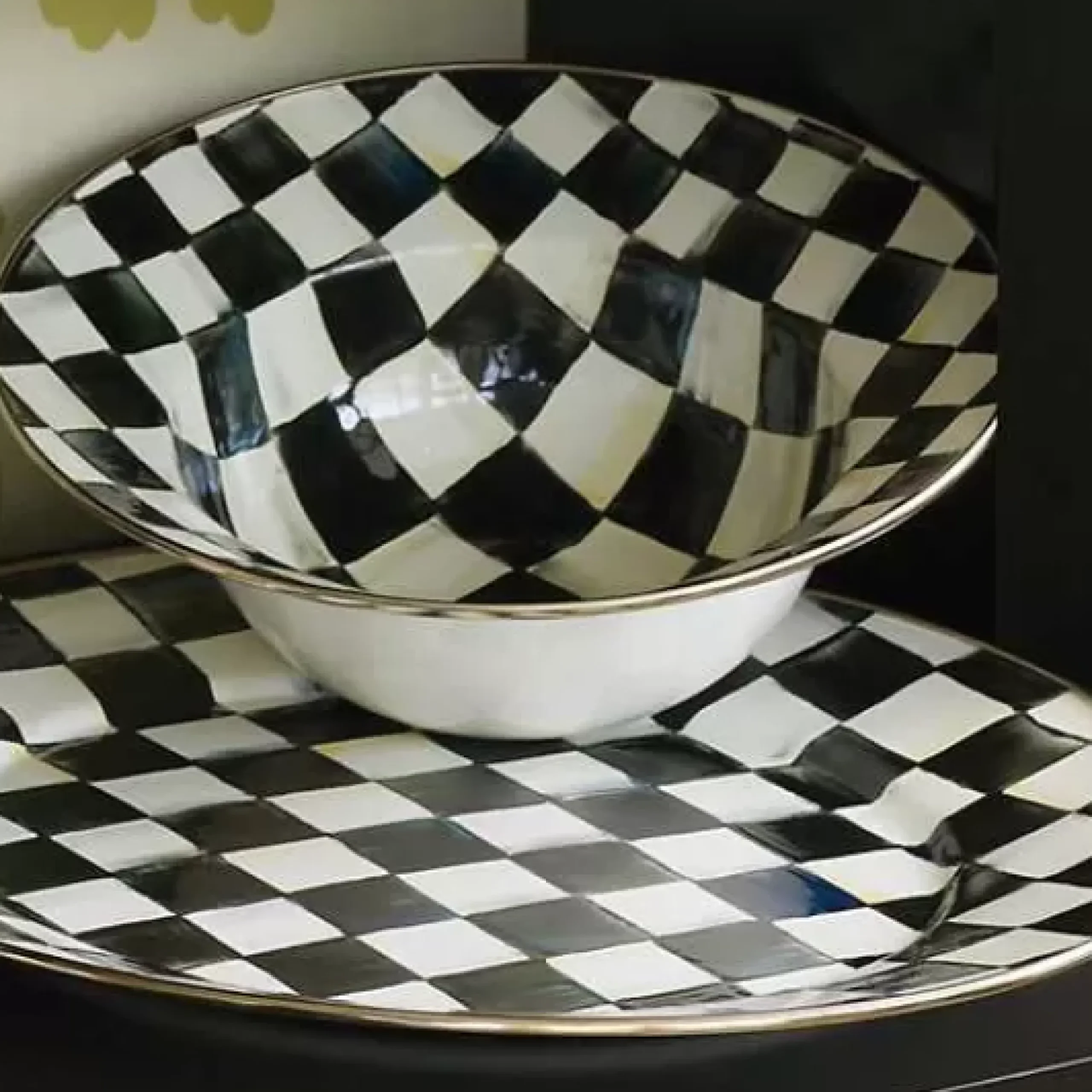 MacKenzie-Childs Courtly Check Serving Bowl< Fall Entertaining|Serveware