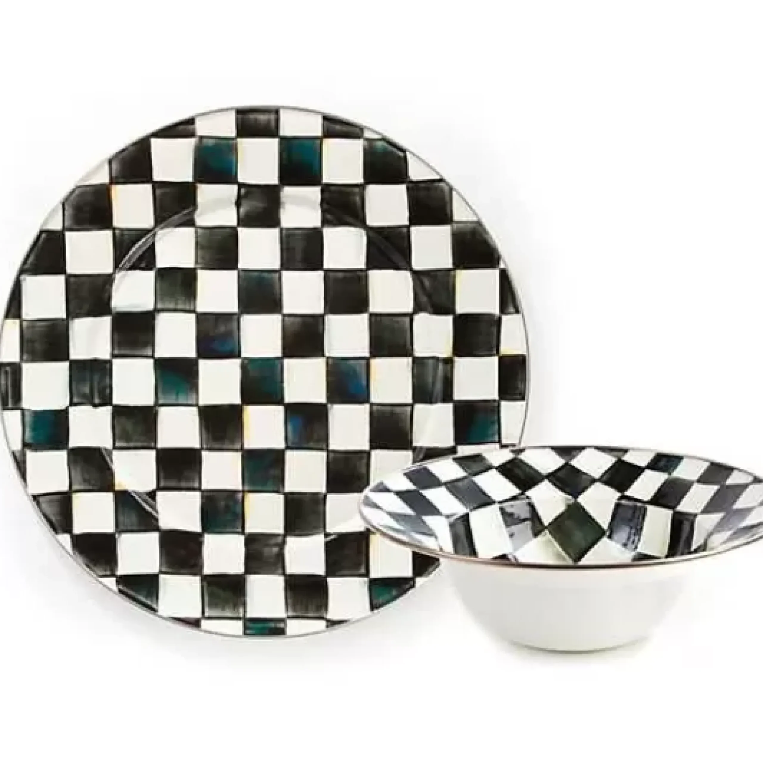 MacKenzie-Childs Courtly Check Serving Platter Bowl Set< Kitchen & Dining Sets|Serveware