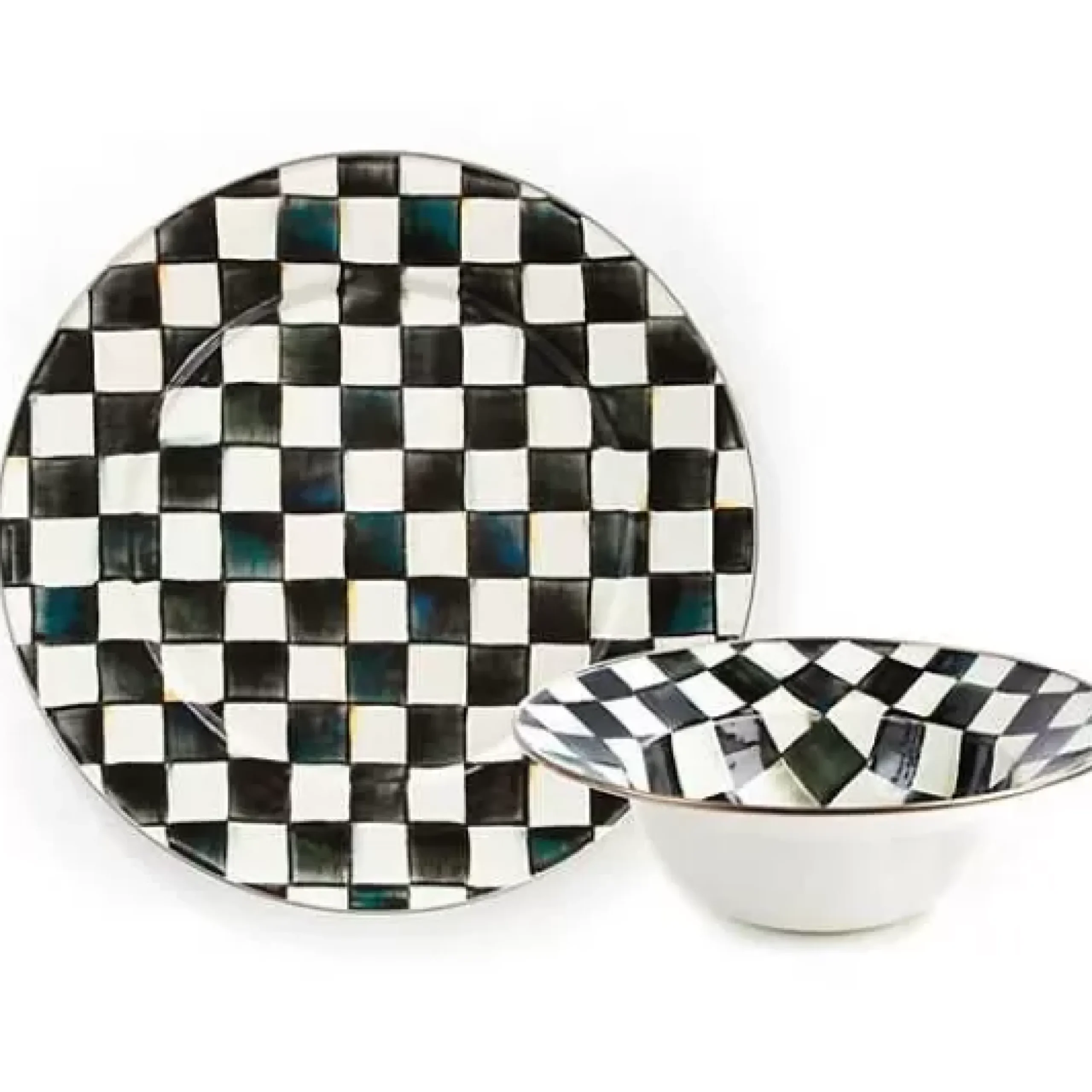 MacKenzie-Childs Courtly Check Serving Platter Bowl Set< Kitchen & Dining Sets|Serveware