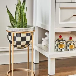 MacKenzie-Childs Courtly Check Short Plant Stand< Outdoor