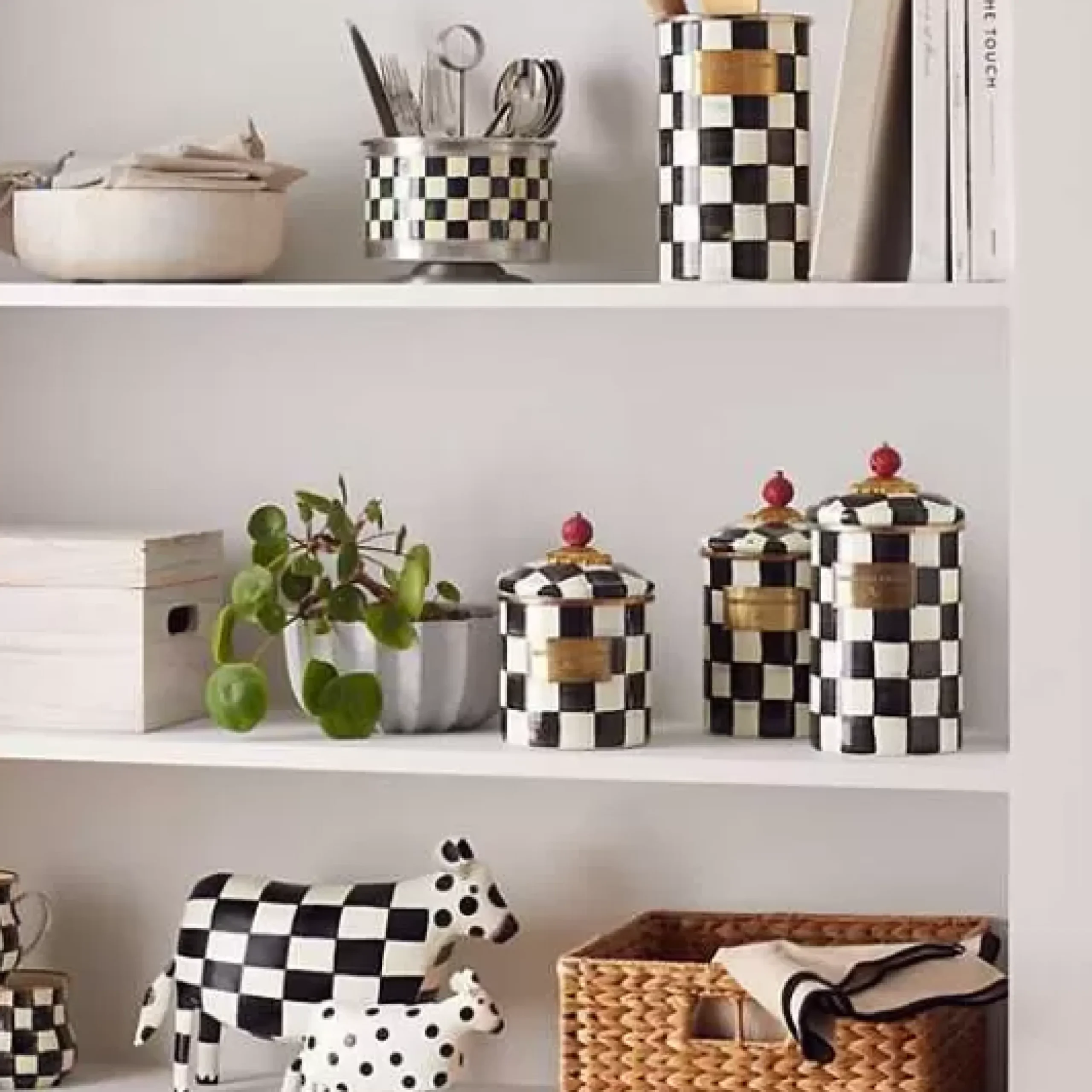 MacKenzie-Childs Courtly Check Small Canister< Room Accents|Kitchen Storage & Organization