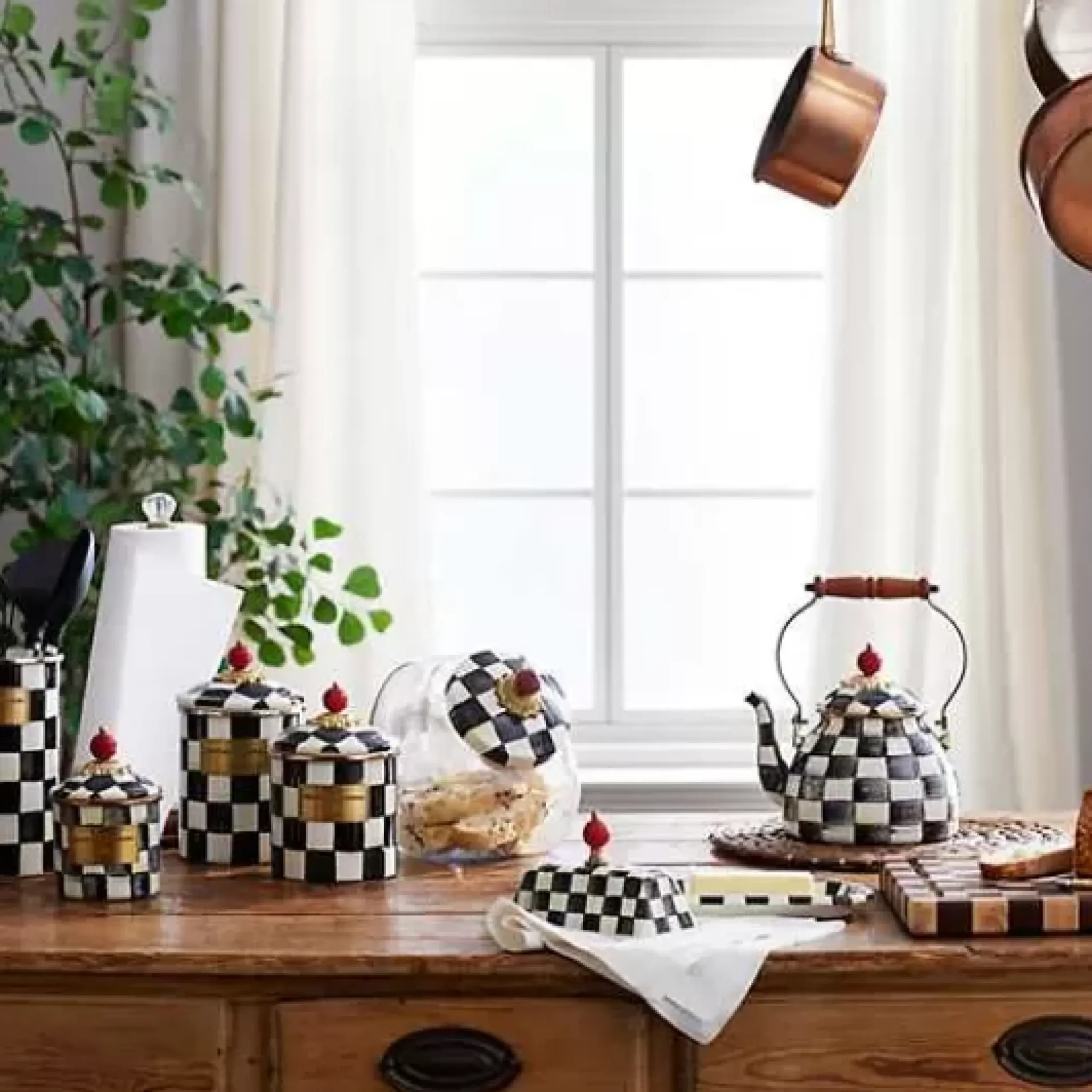 MacKenzie-Childs Courtly Check Small Canister< Room Accents|Kitchen Storage & Organization
