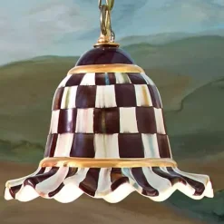 MacKenzie-Childs Courtly Check Small Ceramic Pendant Lamp< Lighting