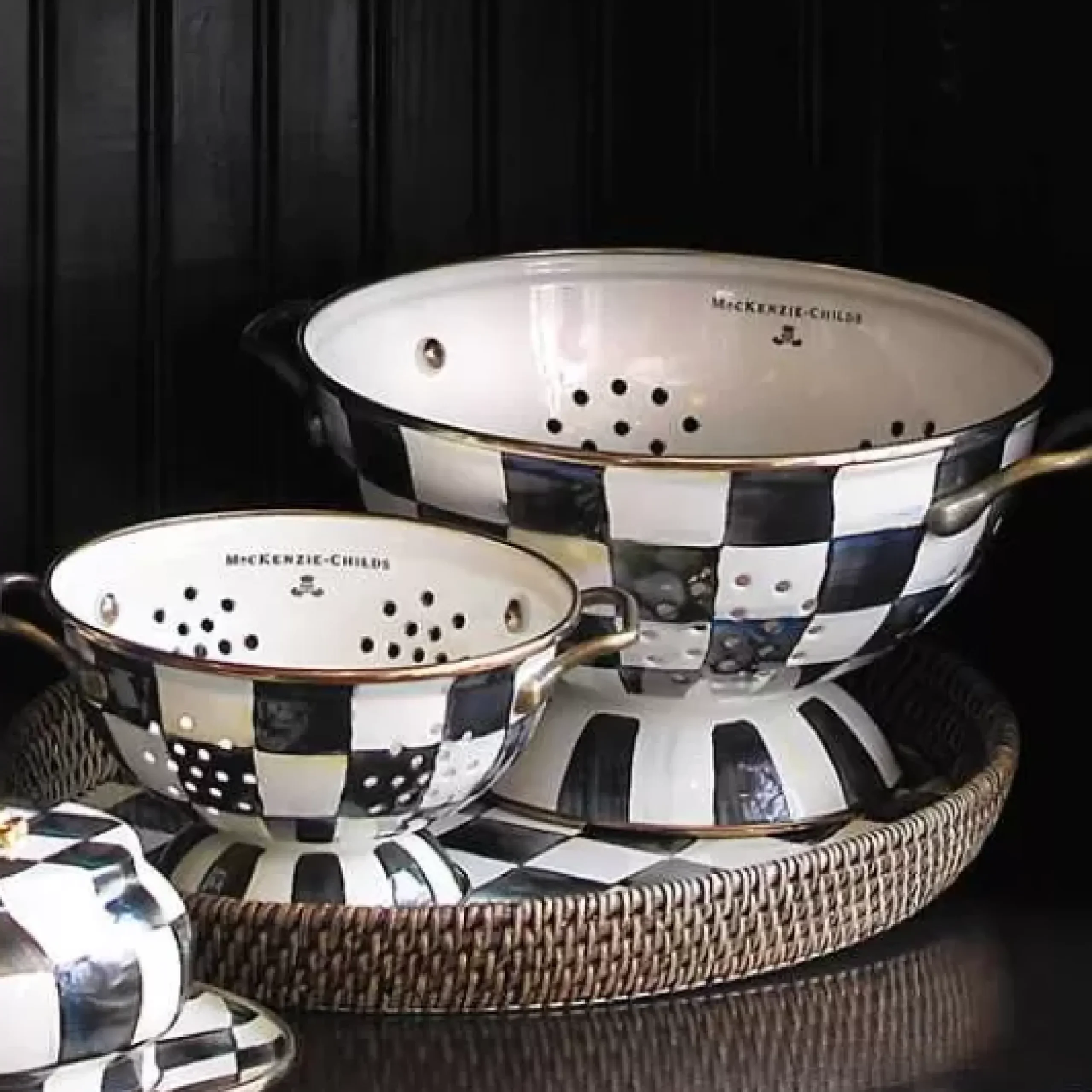 MacKenzie-Childs Courtly Check Small Colander< Kitchen Utensils & Tools