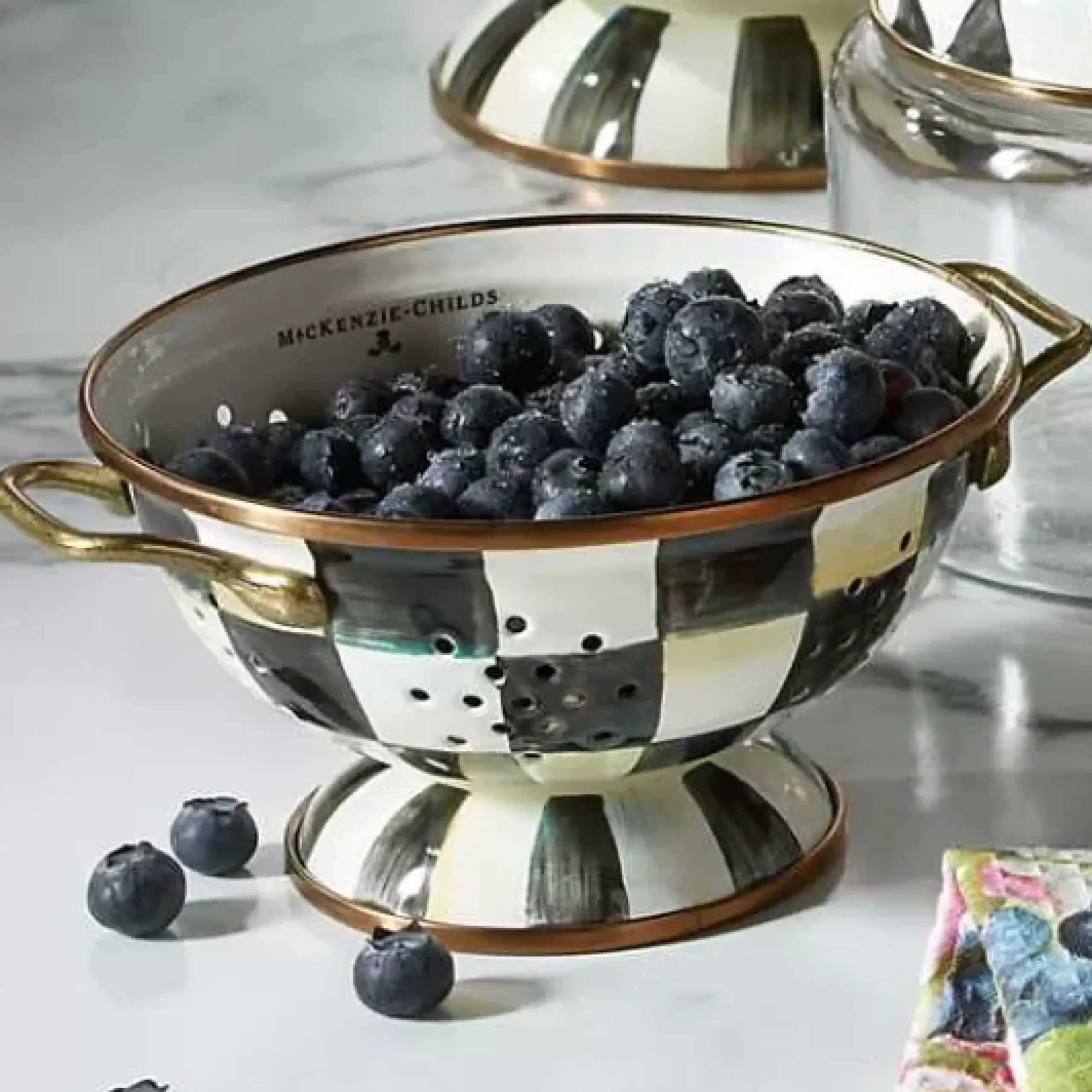 MacKenzie-Childs Courtly Check Small Colander< Kitchen Utensils & Tools