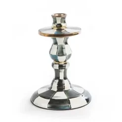 MacKenzie-Childs Courtly Check Small Enamel Candlestick< Candles & Fragrances|Table Accessories