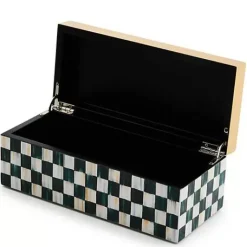 MacKenzie-Childs Courtly Check Small Lacquer Decorative Box with Hinged Lid< Room Accents