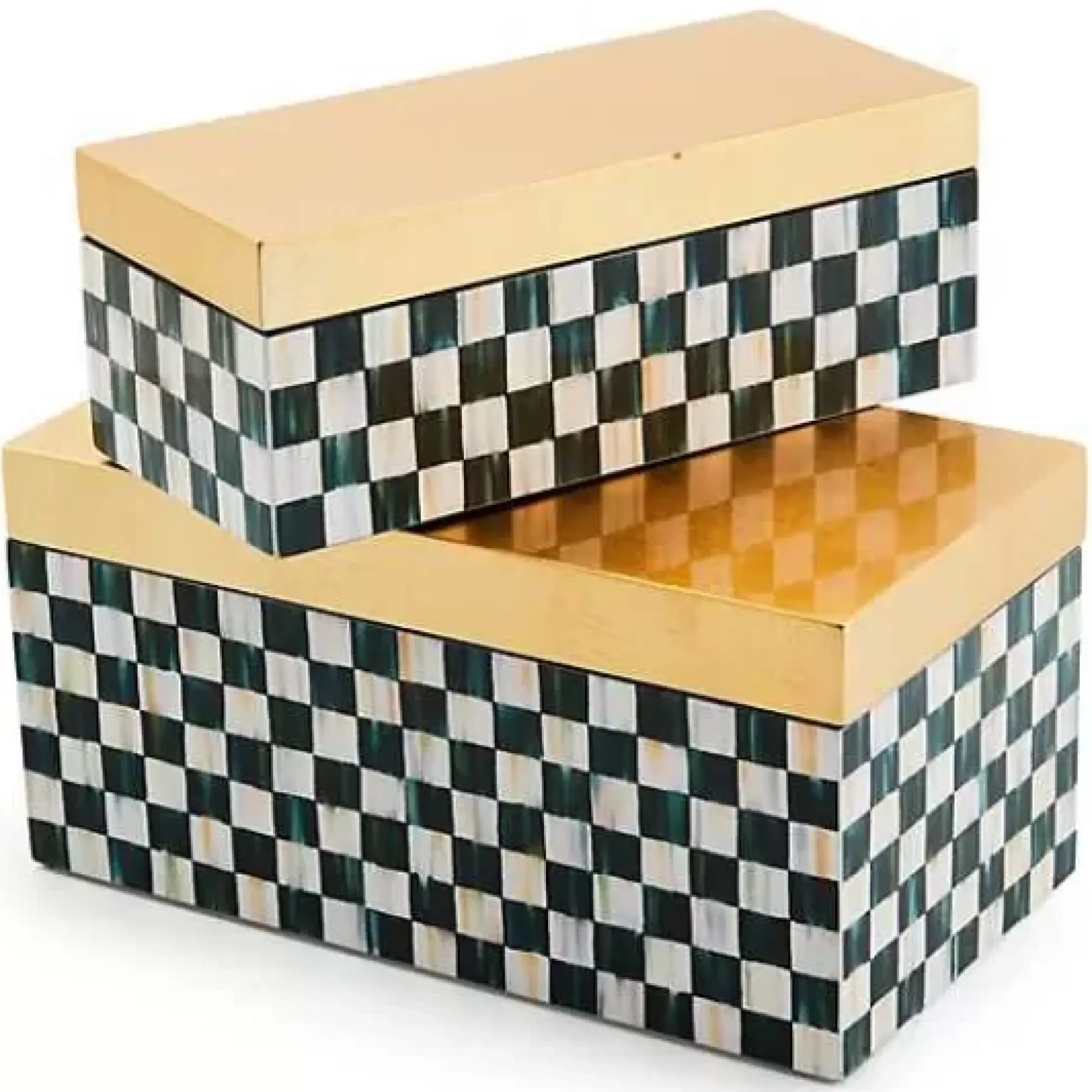 MacKenzie-Childs Courtly Check Small Lacquer Decorative Box with Hinged Lid< Room Accents