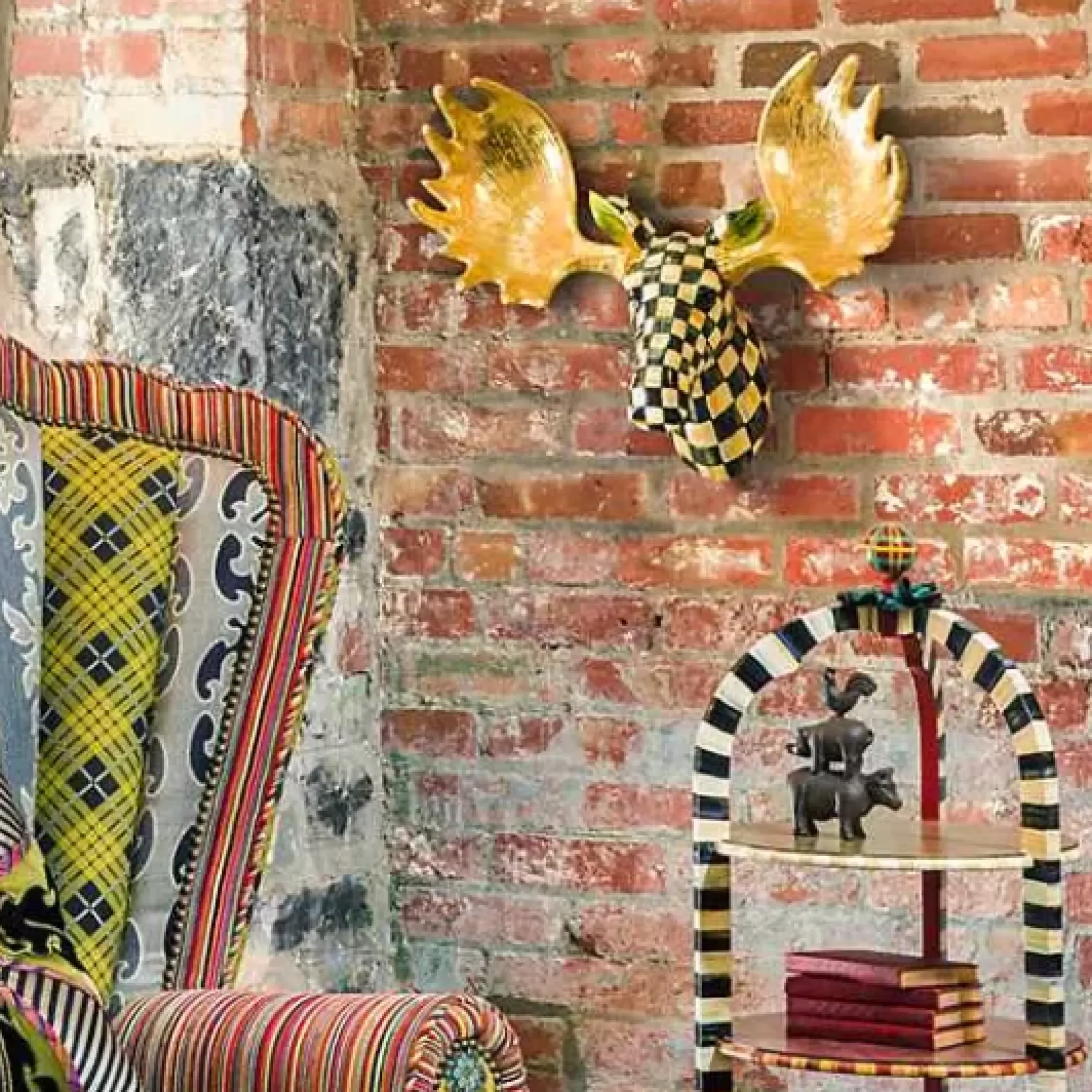 MacKenzie-Childs Courtly Check Small Moose< Holiday|Room Accents