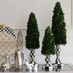 MacKenzie-Childs Courtly Check Small Pedestal Boxwood Tree< Greenery & Florals