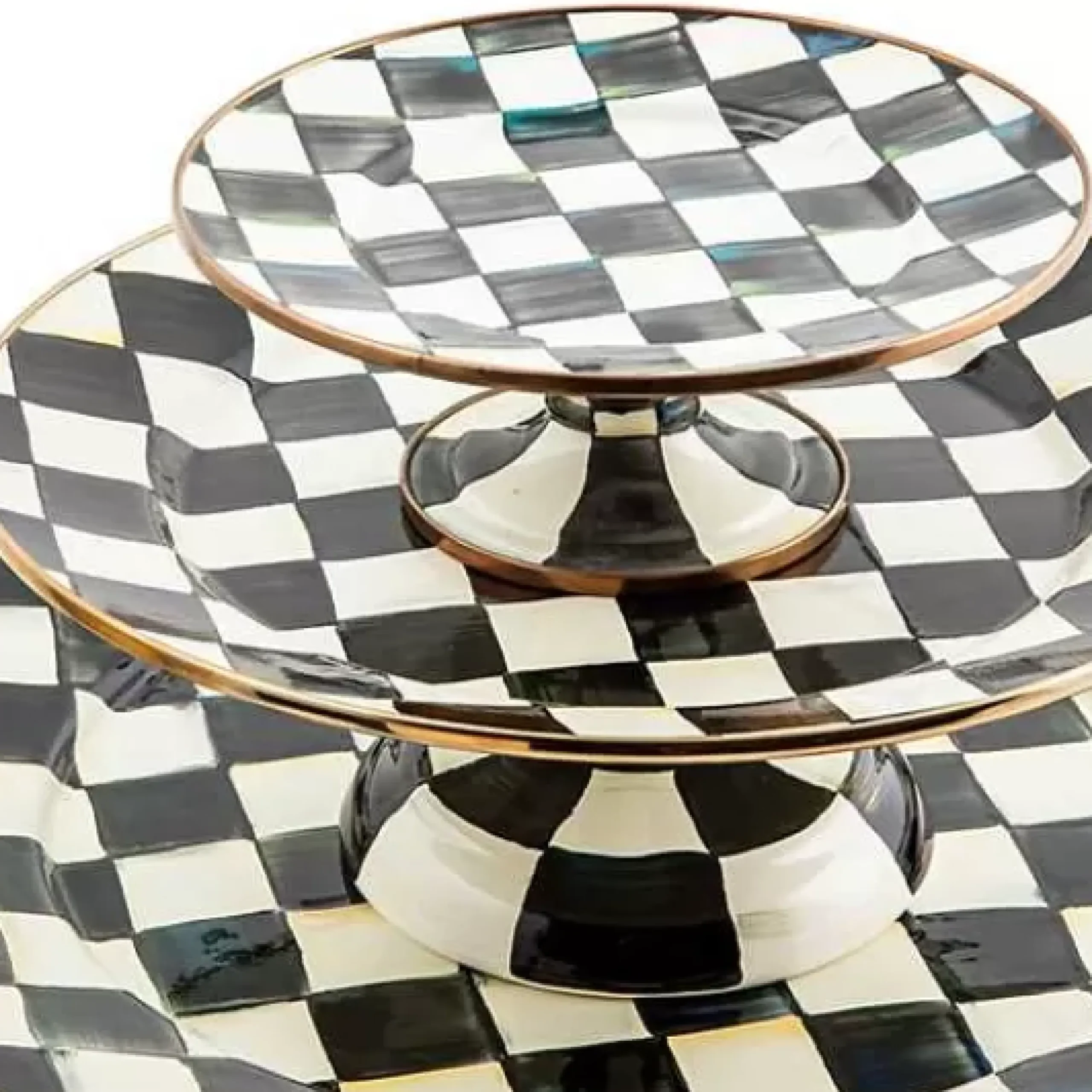 MacKenzie-Childs Courtly Check Small Pedestal Platter< Fall Entertaining|Serveware