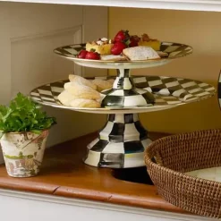 MacKenzie-Childs Courtly Check Small Pedestal Platter< Fall Entertaining|Serveware