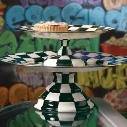MacKenzie-Childs Courtly Check Small Pedestal Platter< Fall Entertaining|Serveware