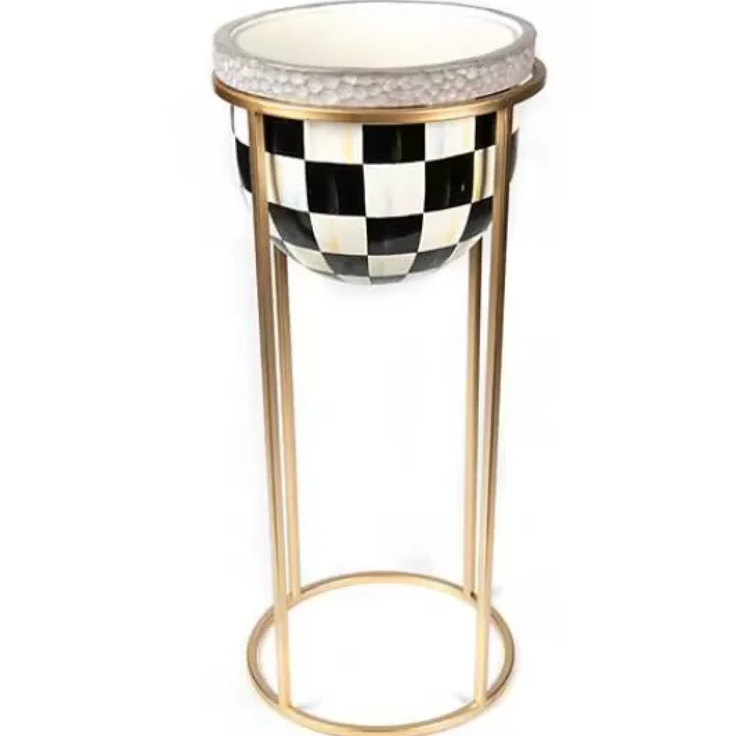 MacKenzie-Childs Courtly Check Tall Plant Stand< Outdoor