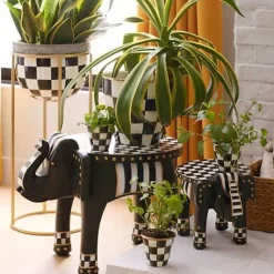MacKenzie-Childs Courtly Check Tall Plant Stand< Outdoor