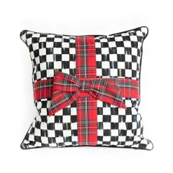MacKenzie-Childs Courtly Check Tartan Bow Throw Pillow< Holiday|Pillows, Throws, & Cushions