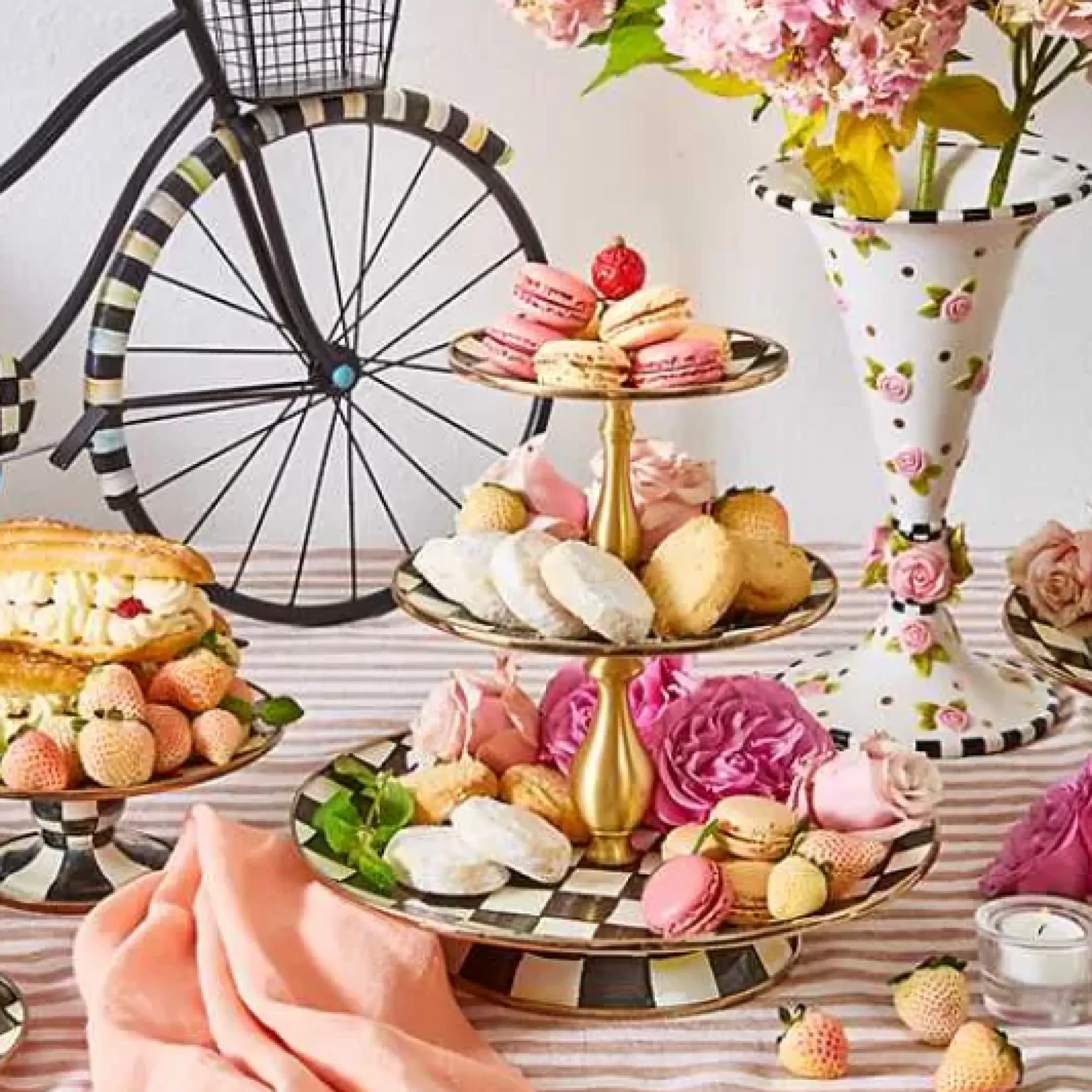 MacKenzie-Childs Courtly Check Three Tier Sweet Stand< Bar Entertaining
