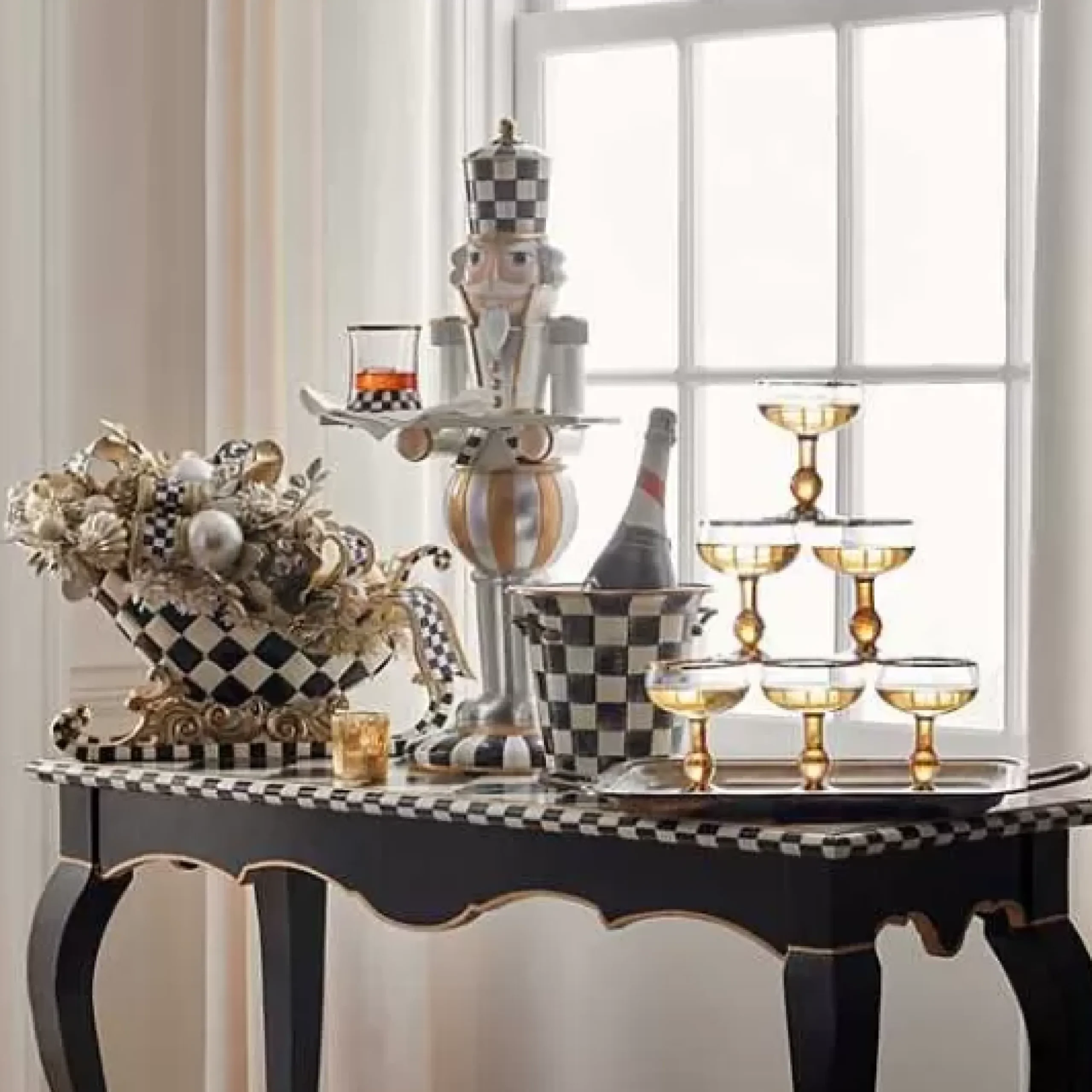 MacKenzie-Childs Courtly Check Tumbler Glass, Set of 2< Fall Entertaining|Drinkware