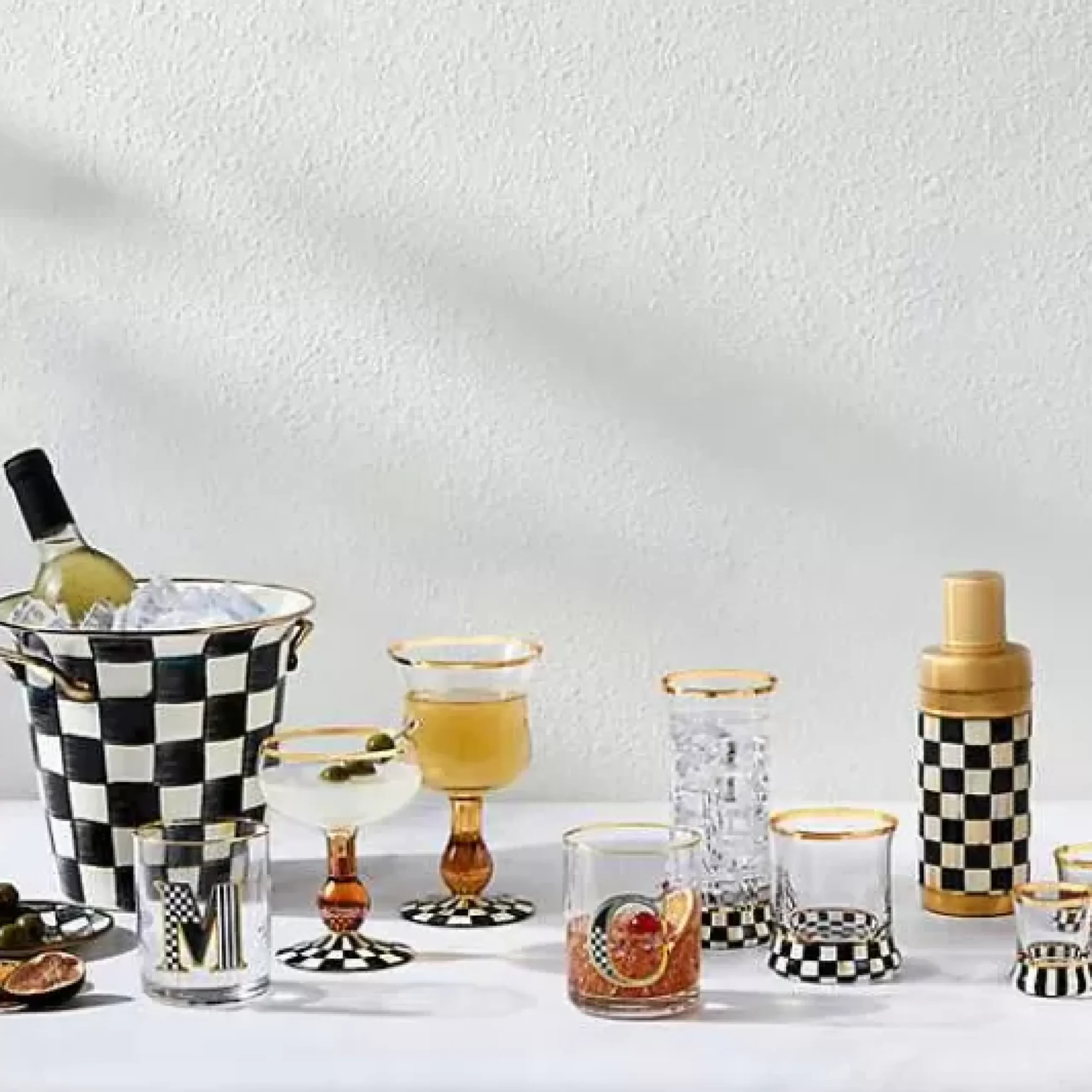 MacKenzie-Childs Courtly Check Tumbler Glass, Set of 2< Fall Entertaining|Drinkware