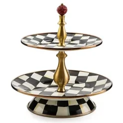 MacKenzie-Childs Courtly Check Two Tier Sweet Stand< Bar Entertaining