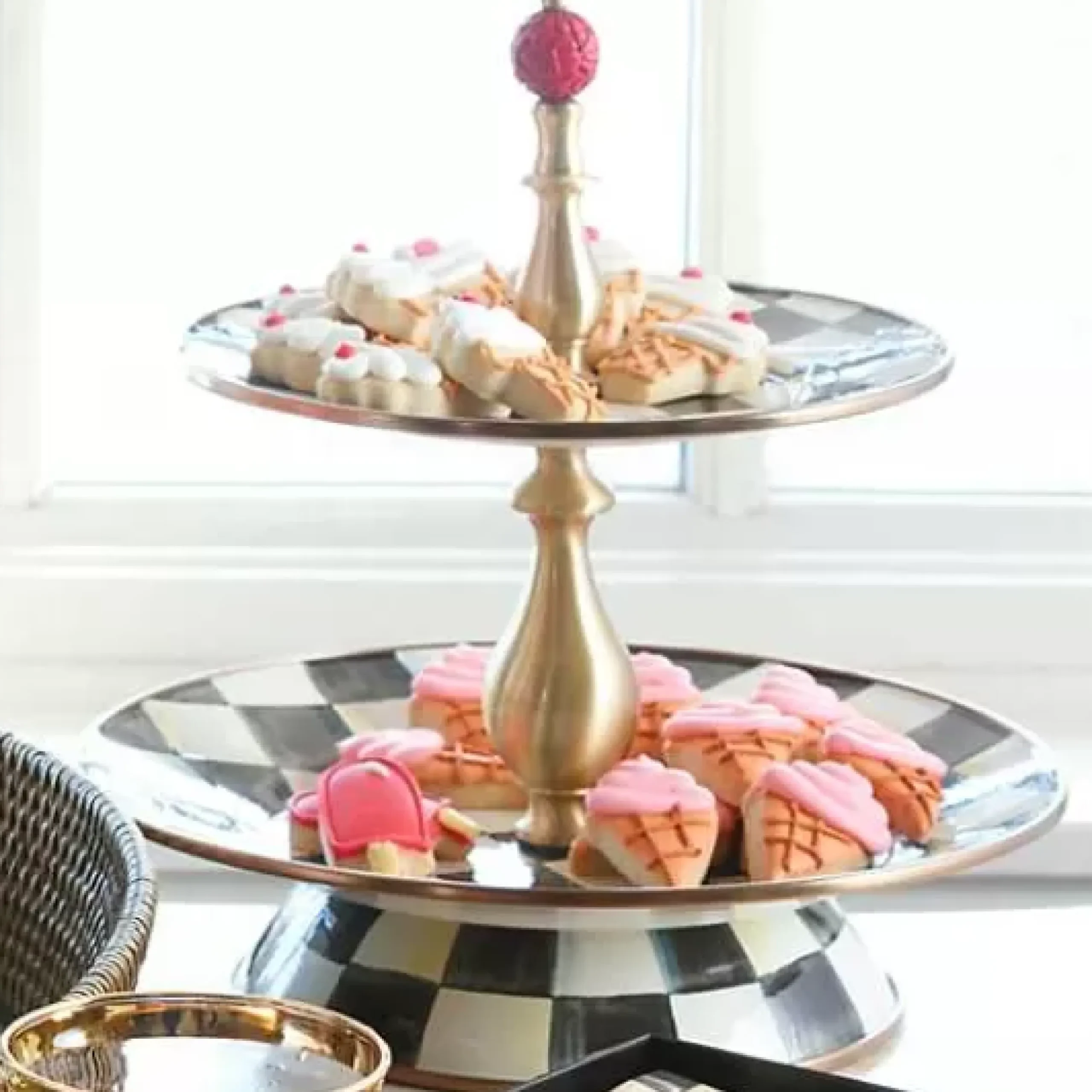 MacKenzie-Childs Courtly Check Two Tier Sweet Stand< Bar Entertaining