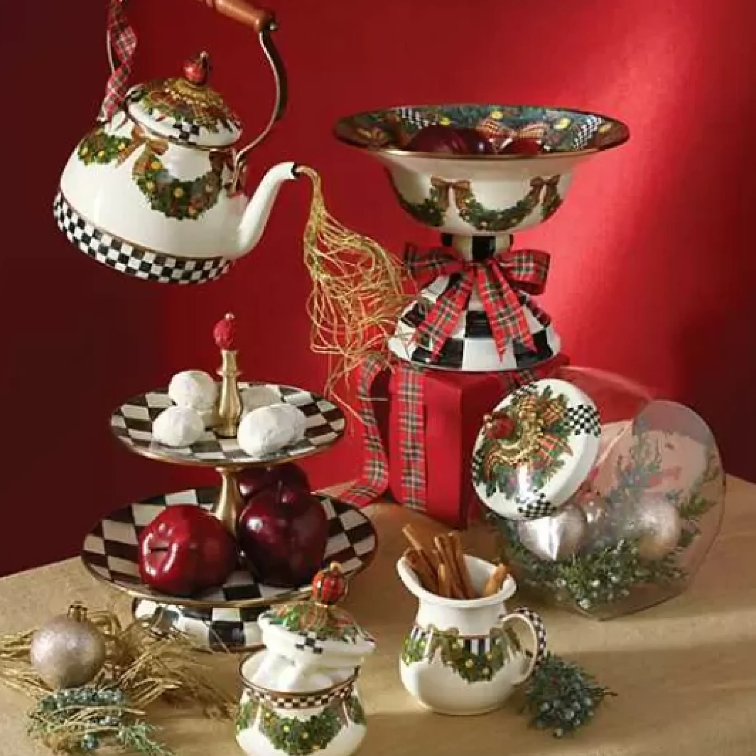 MacKenzie-Childs Courtly Check Two Tier Sweet Stand< Bar Entertaining