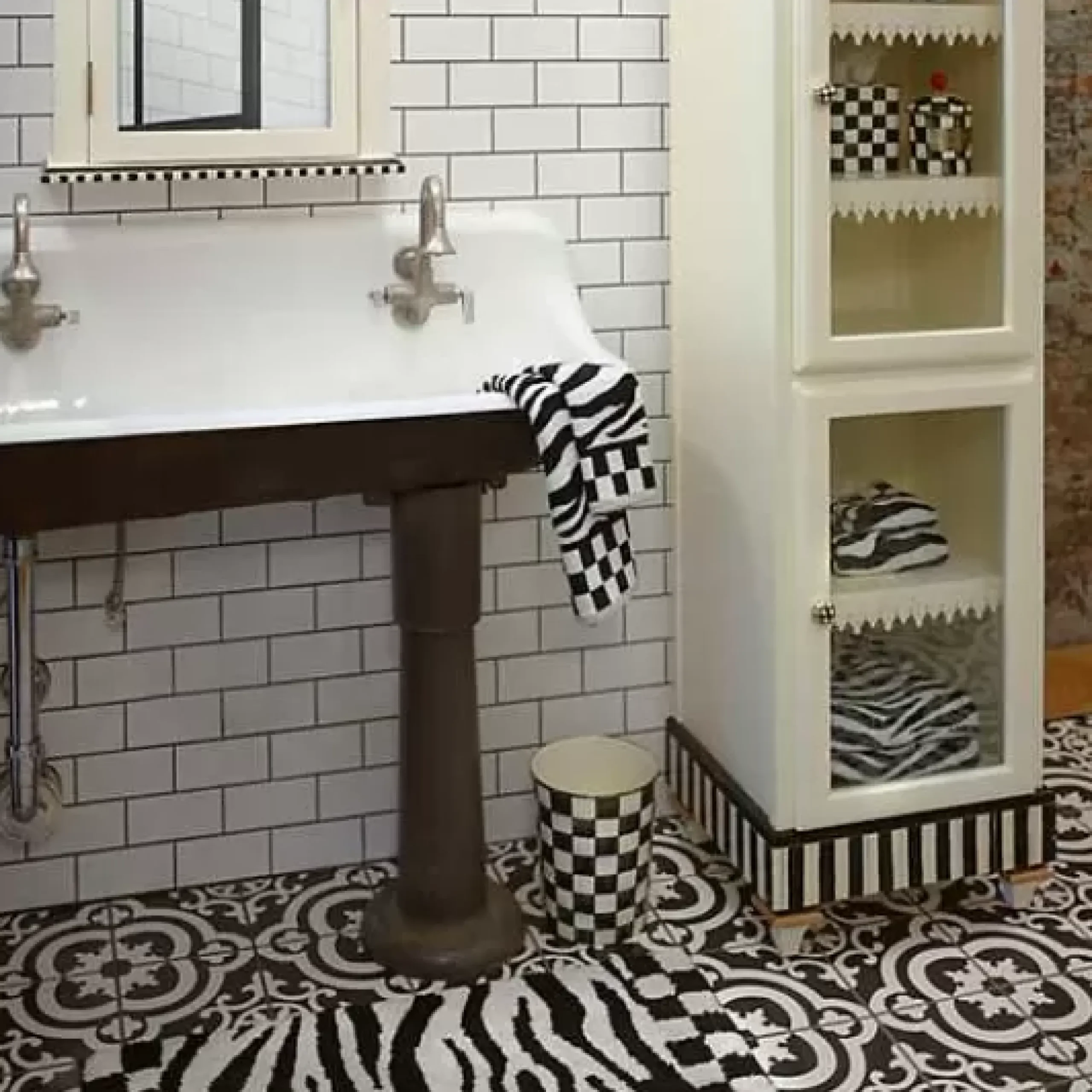 MacKenzie-Childs Courtly Check Waste Bin< Bath & Bath Accessories|Room Accents