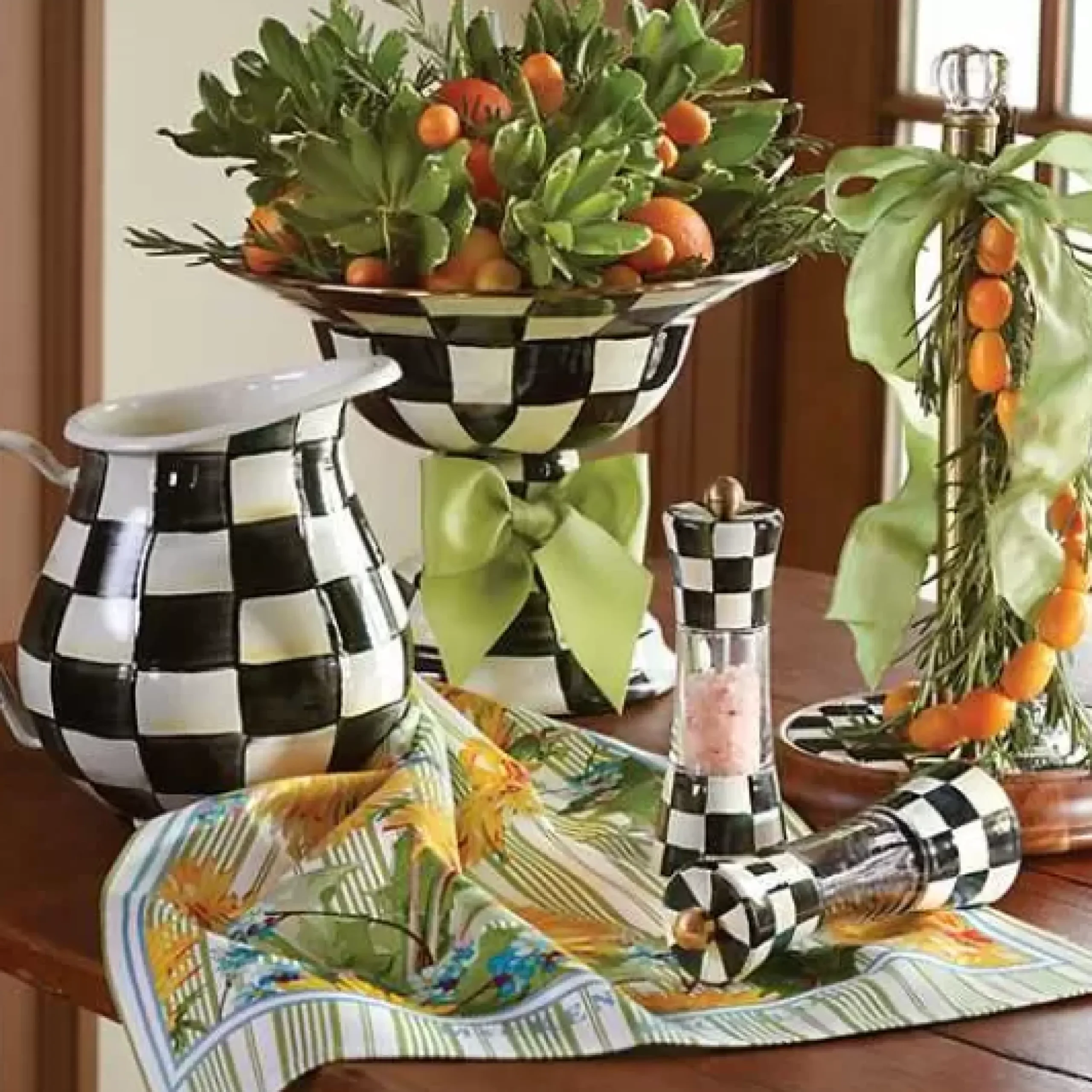 MacKenzie-Childs Courtly Check Wood Paper Towel Holder< Kitchen Storage & Organization
