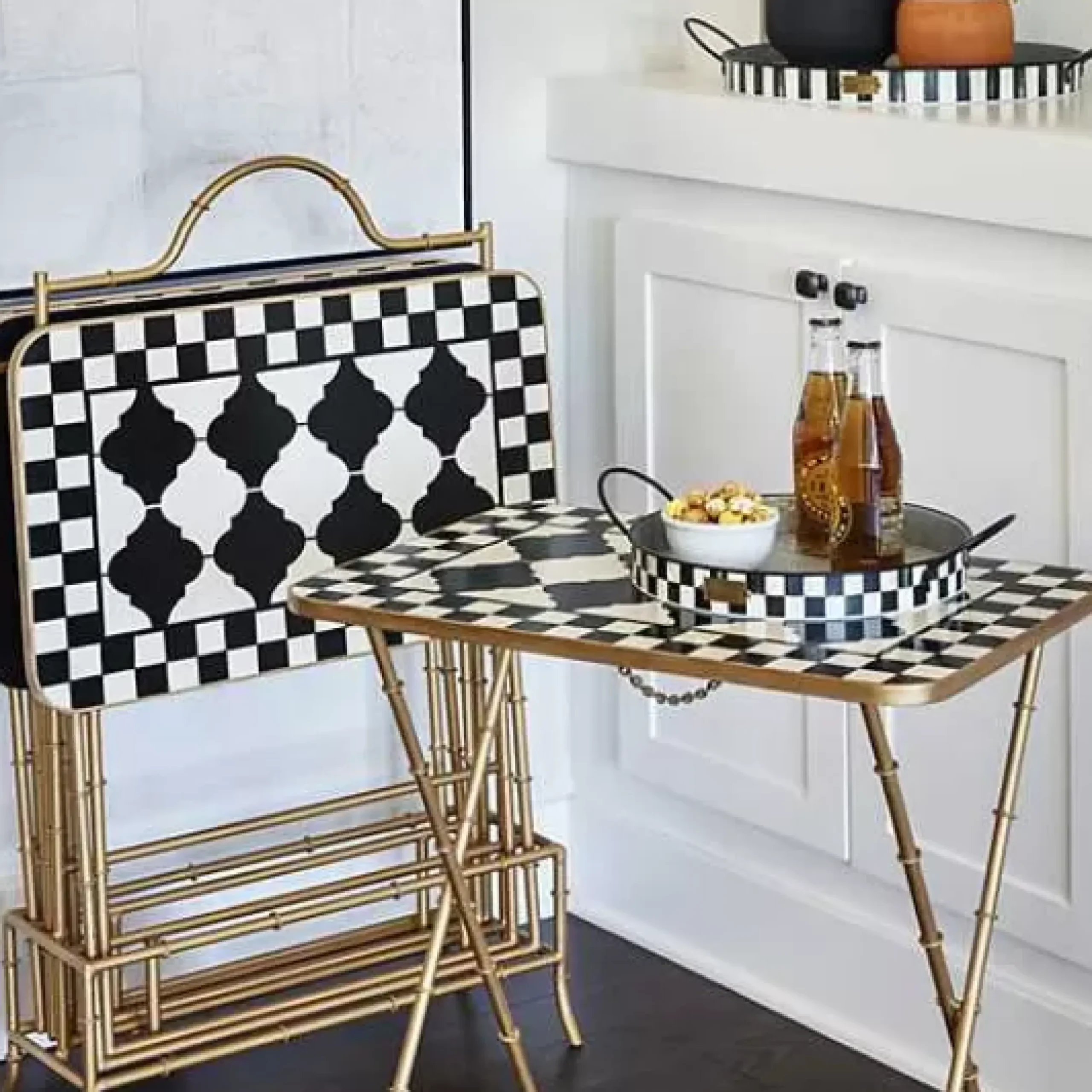 MacKenzie-Childs Courtly Cocktail Trays, Set of 4< Living Room|Bar Entertaining