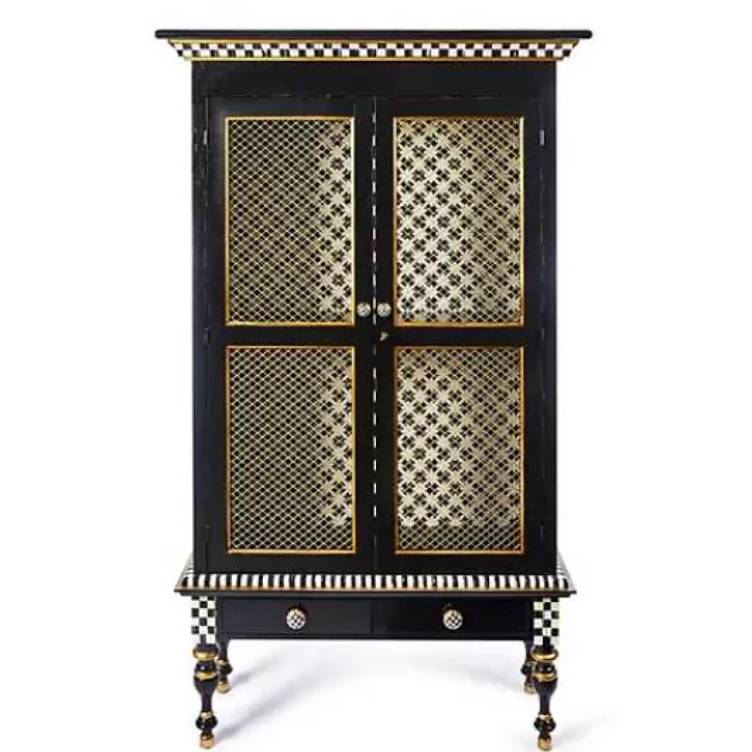 MacKenzie-Childs Courtly Criss-Cross Cabinet< Storage Furniture|Dining Room & Kitchen