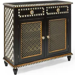 MacKenzie-Childs Courtly Criss-Cross Small Cabinet< Storage Furniture|Dining Room & Kitchen