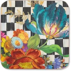 MacKenzie-Childs Courtly Flower Market Cork Back Coasters, Set of 4< Table Accessories|Kitchen & Table Linens