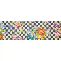 MacKenzie-Childs Courtly Flower Market Floor Mat - 2'6 x 8' Runner< Rugs