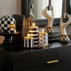 MacKenzie-Childs Courtly Illuminated Stripe  Dot Candles, Set of 3< Holiday|Candles & Fragrances