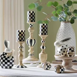 MacKenzie-Childs Courtly Pillar Candle Holders, Set of 3< Candles & Fragrances|Room Accents