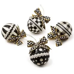 MacKenzie-Childs Courtly Rickrack Capiz Ornaments, Set of 4< Holiday
