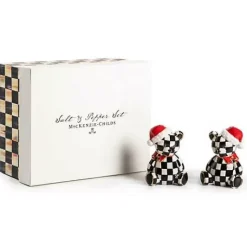 MacKenzie-Childs Courtly Santa Bear Salt Pepper Set< Table Accessories|Serveware