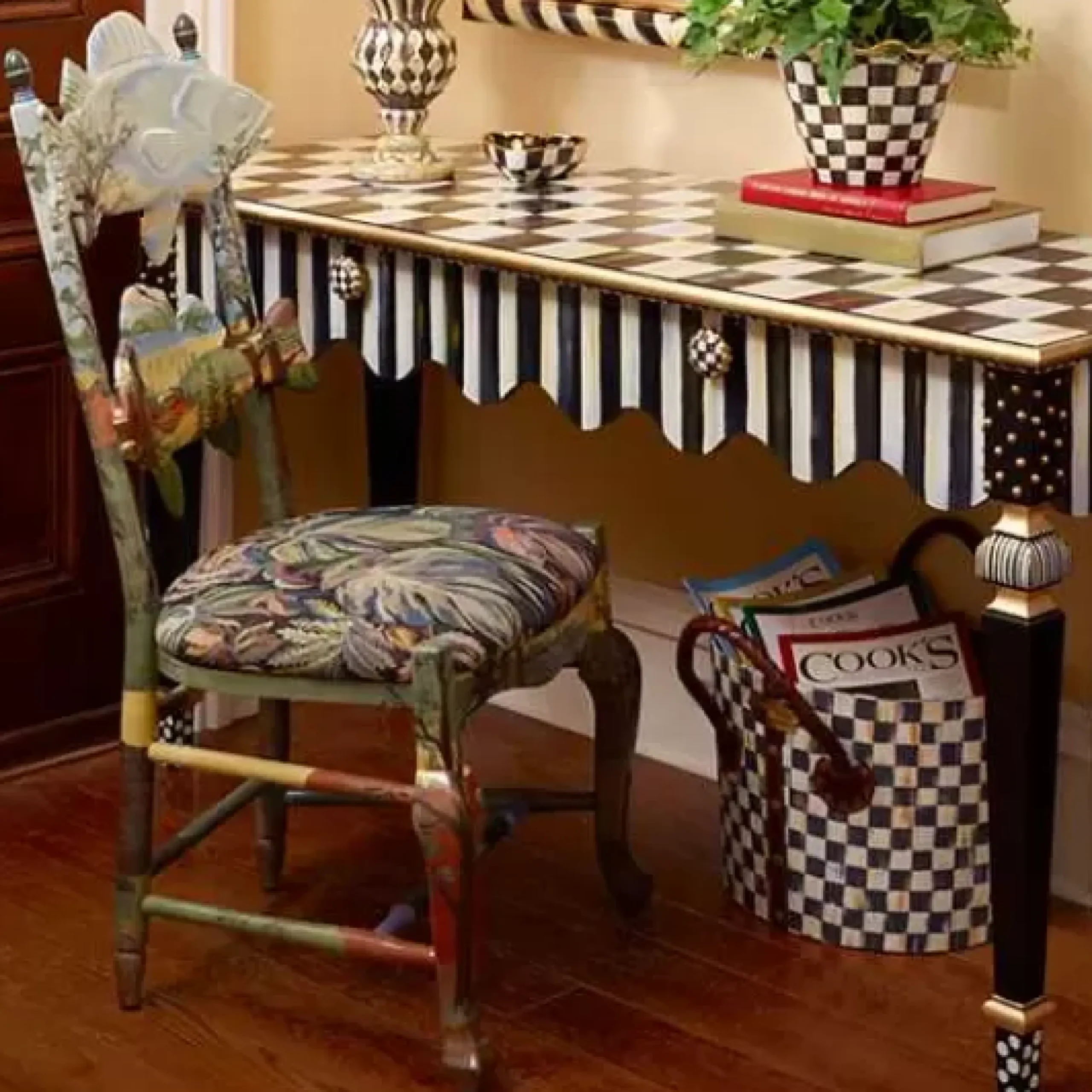 MacKenzie-Childs Courtly Stripe Console Table< Storage Furniture|Entryway Furniture