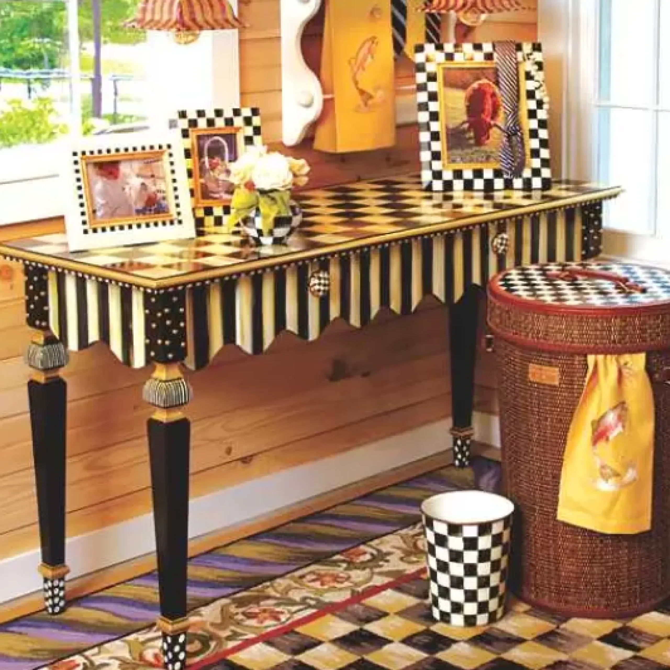 MacKenzie-Childs Courtly Stripe Console Table< Storage Furniture|Entryway Furniture