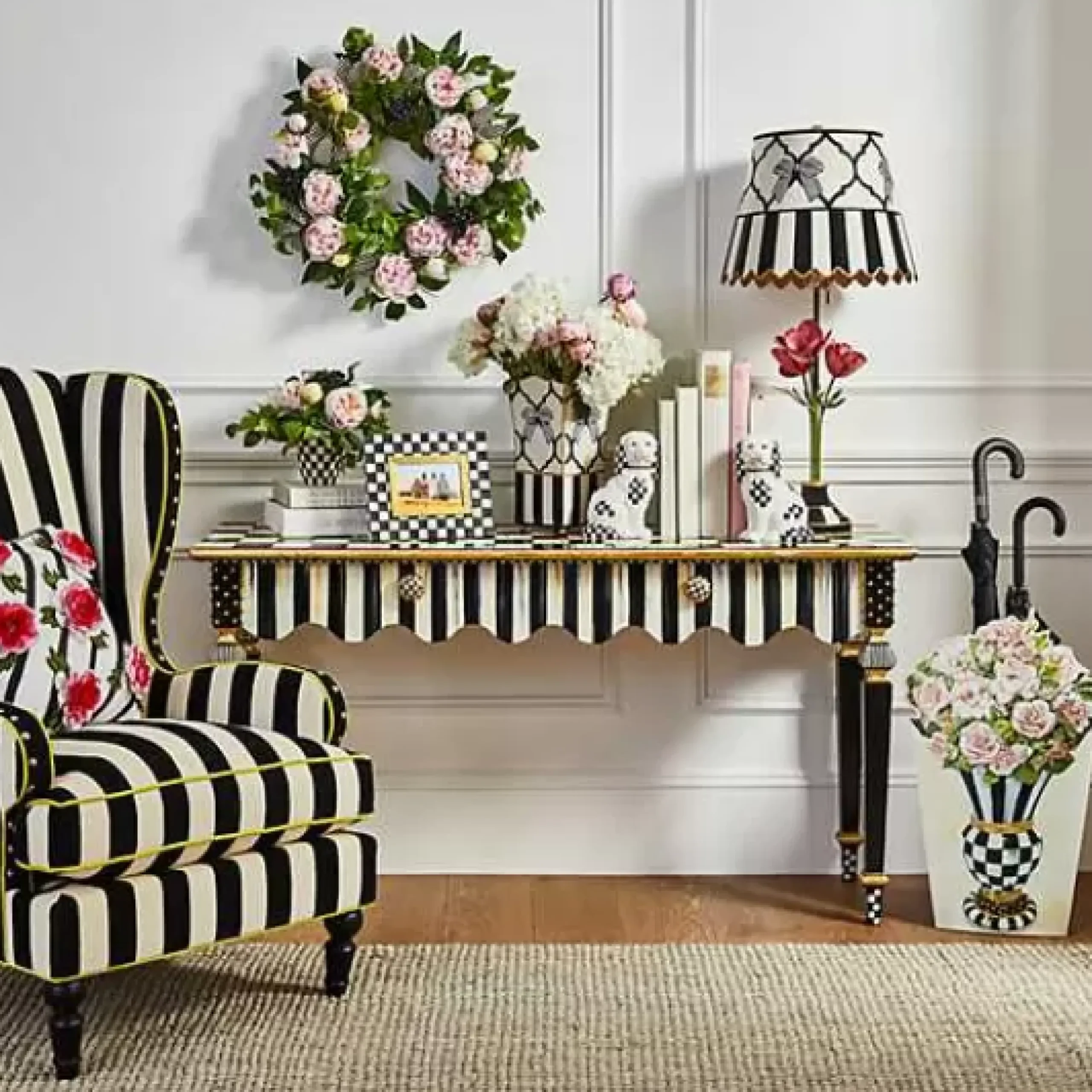MacKenzie-Childs Courtly Stripe Console Table< Storage Furniture|Entryway Furniture