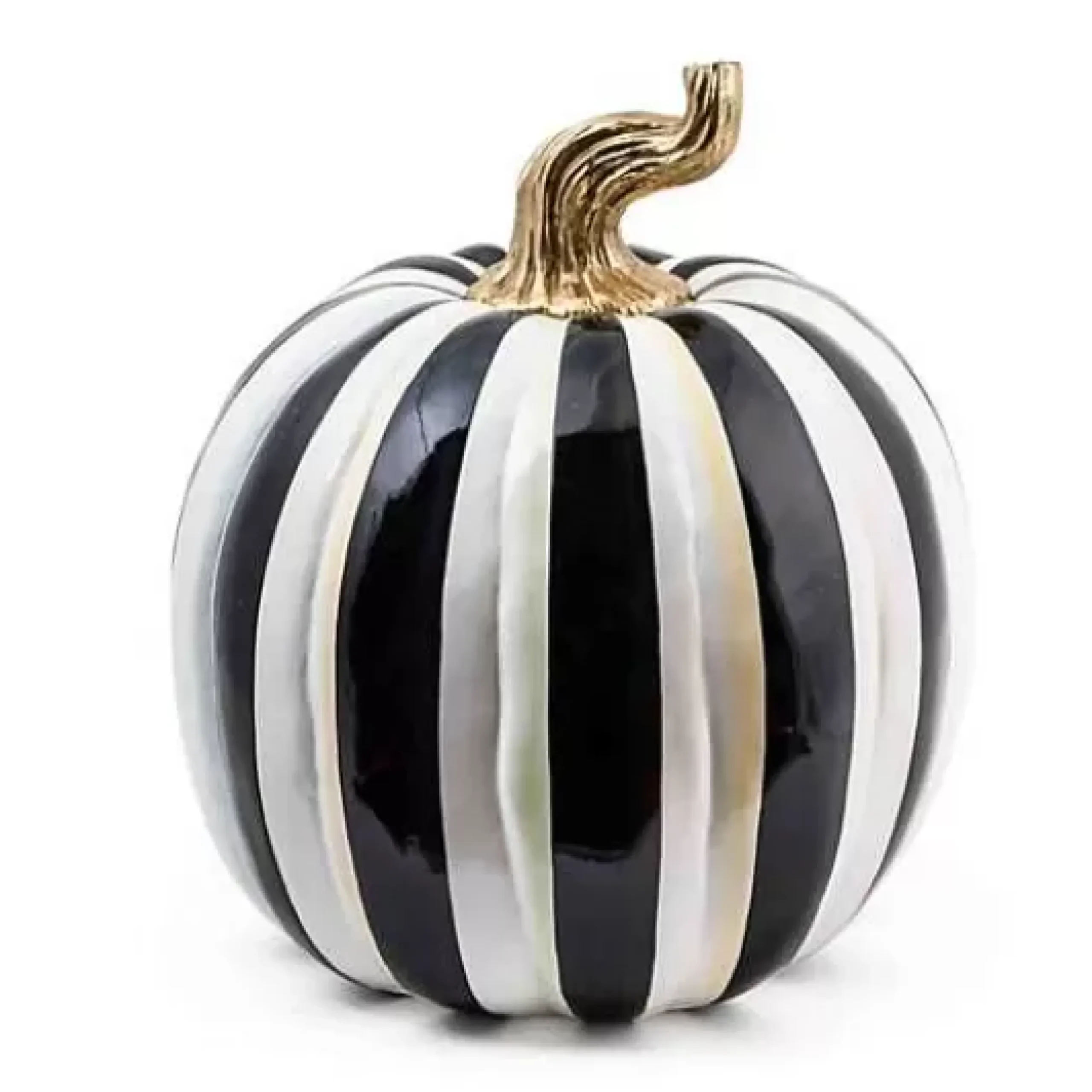 MacKenzie-Childs Courtly Stripe Glossy Large Pumpkin< Pumpkins|The Halloween Shop