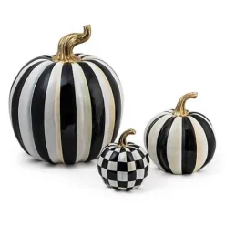 MacKenzie-Childs Courtly Stripe Glossy Large Pumpkin< Pumpkins|The Halloween Shop