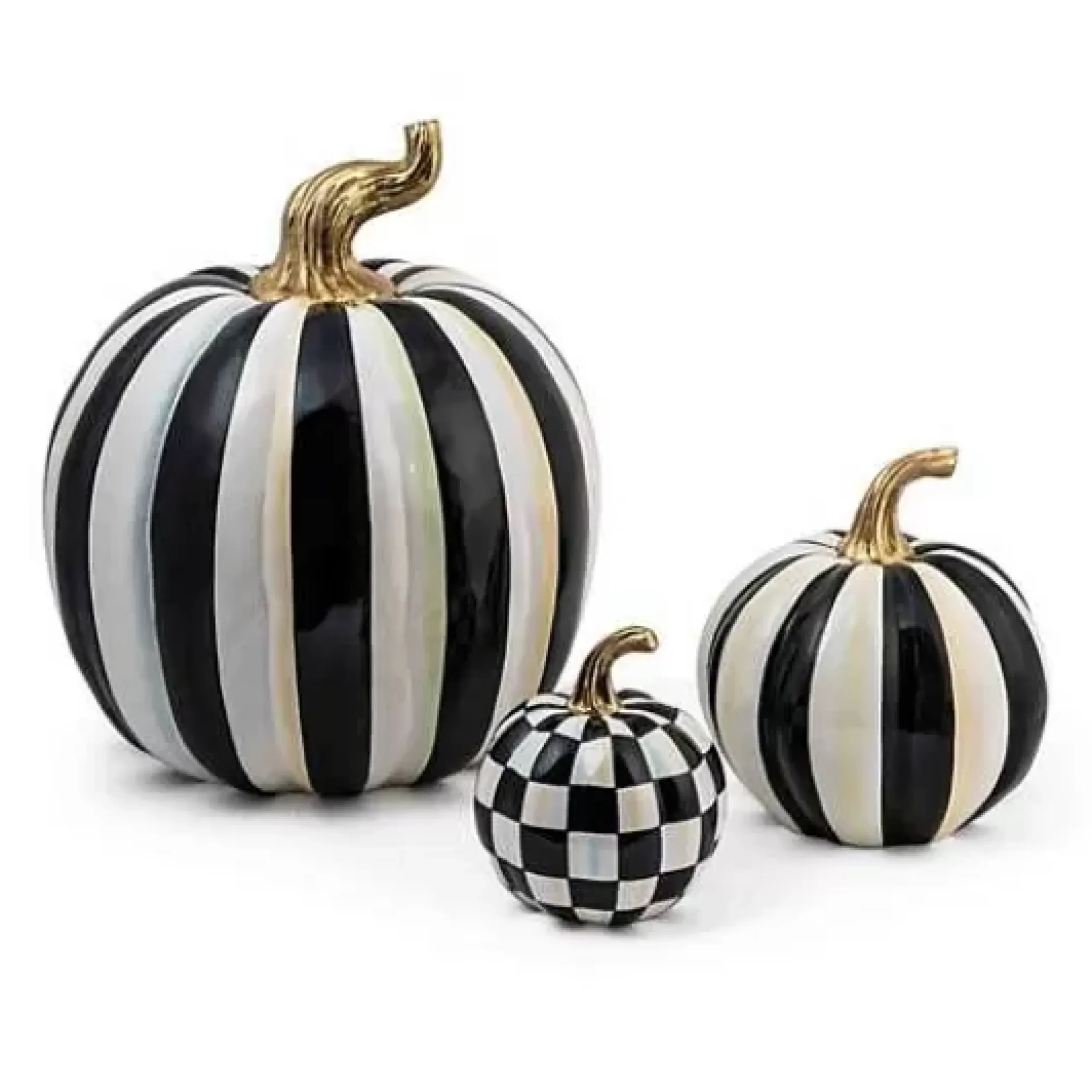 MacKenzie-Childs Courtly Stripe Glossy Large Pumpkin< Pumpkins|The Halloween Shop