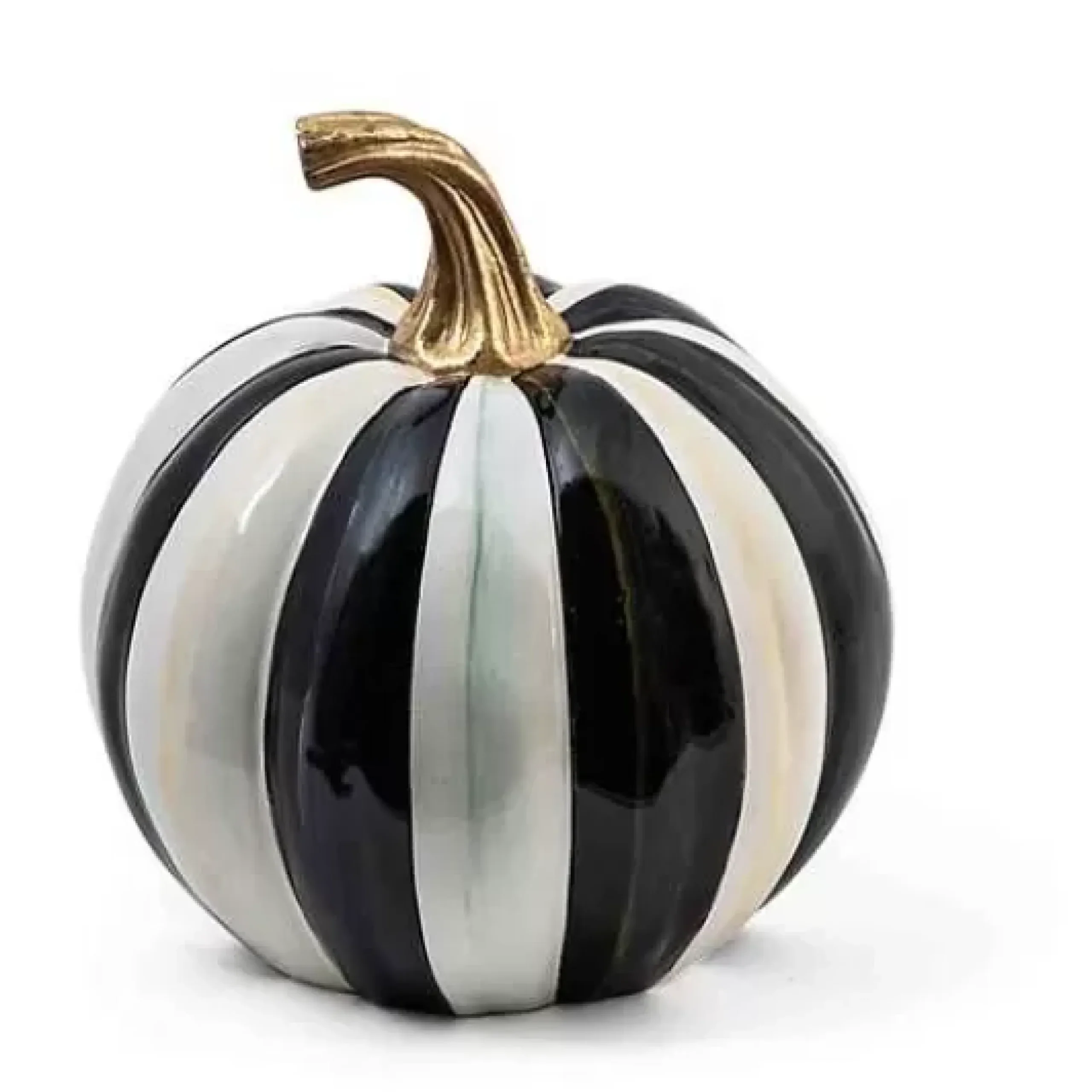 MacKenzie-Childs Courtly Stripe Glossy Small Pumpkin< Pumpkins|The Halloween Shop