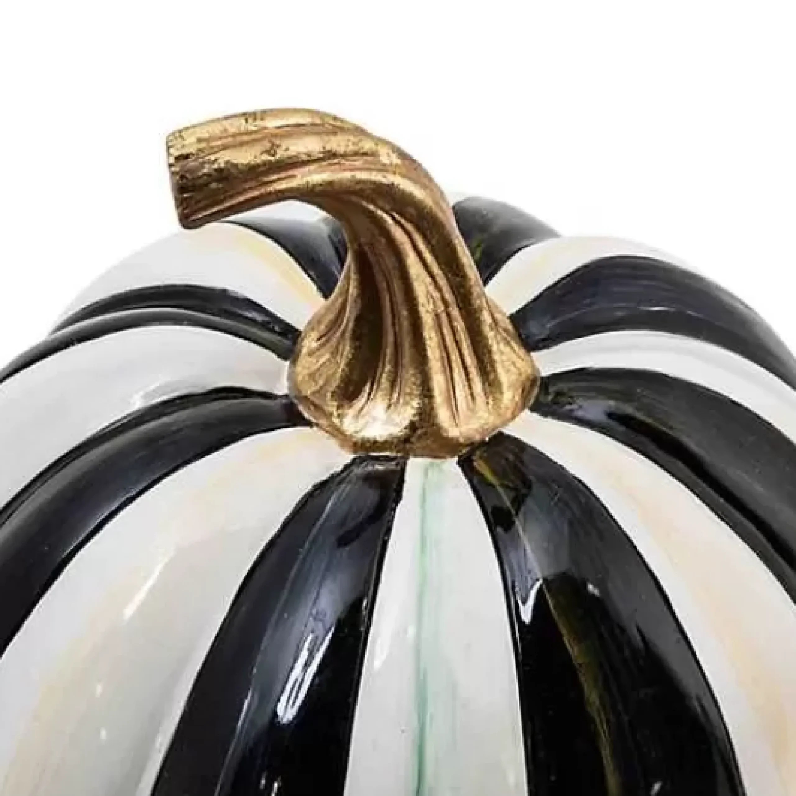 MacKenzie-Childs Courtly Stripe Glossy Small Pumpkin< Pumpkins|The Halloween Shop