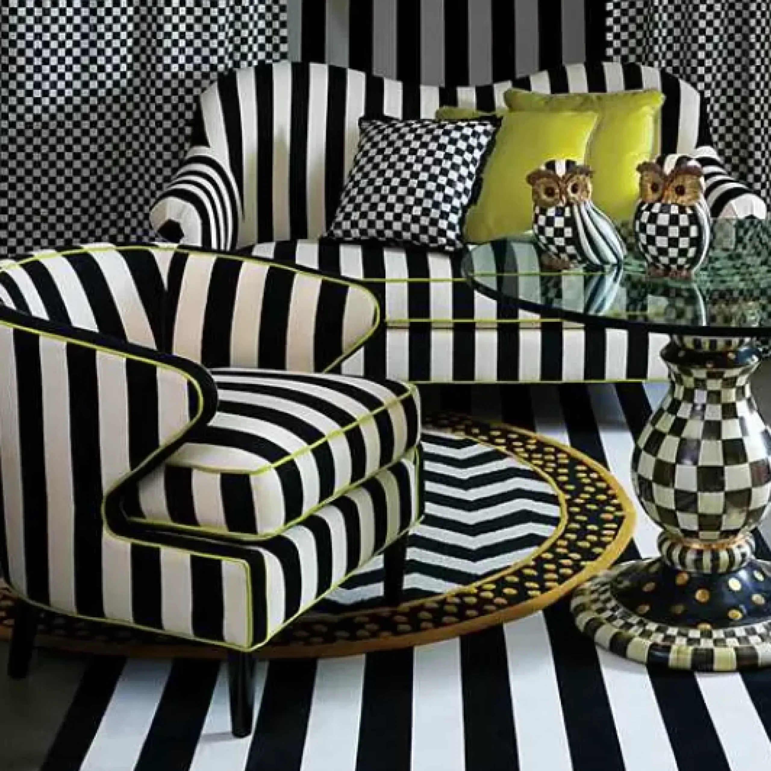 MacKenzie-Childs Courtly Stripe Owl< The Halloween Shop|The Fall Shop